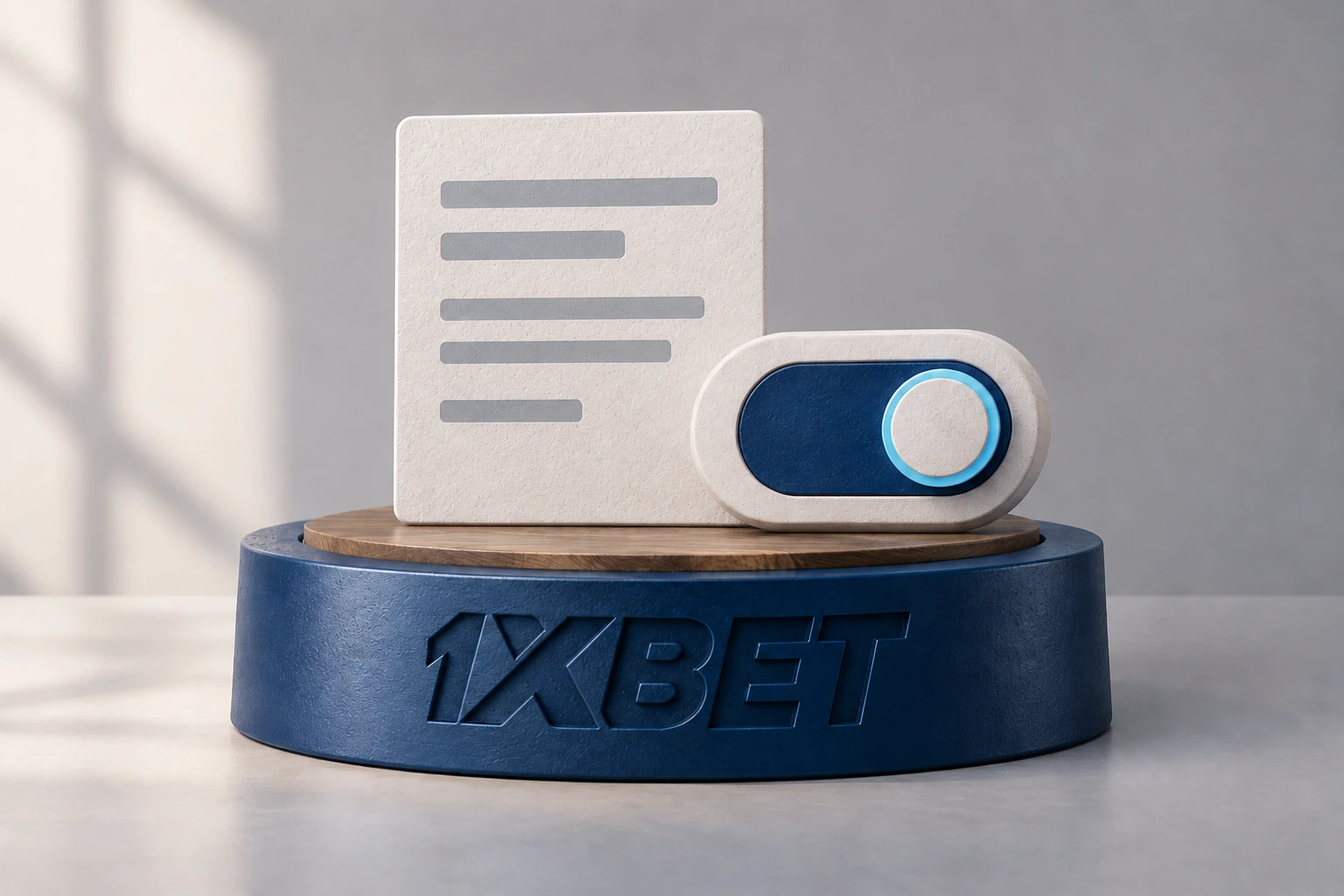 Une carte de source et un curseur de permission abstrait reposent sur un socle 1XBET.